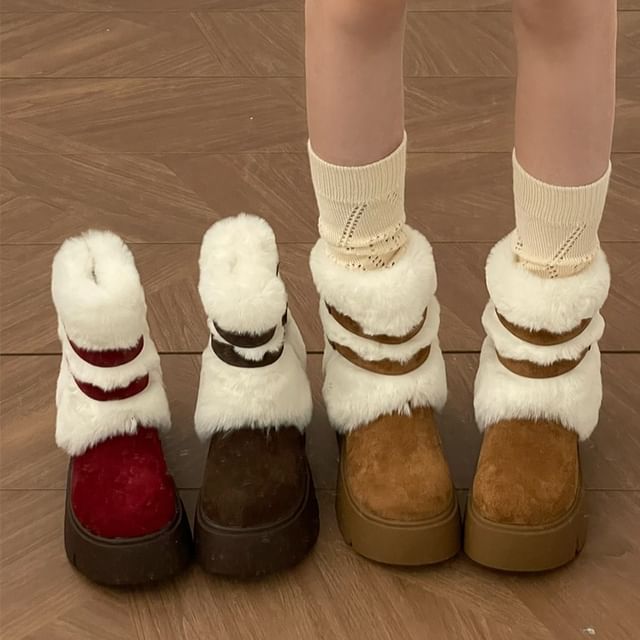 STEPUP-Platform Fleece-Lined Buckled Short Snow Boots