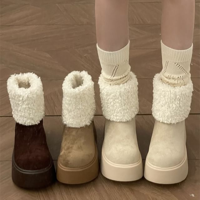 STEPUP-Platform Fleece-Lined Short Snow Boots