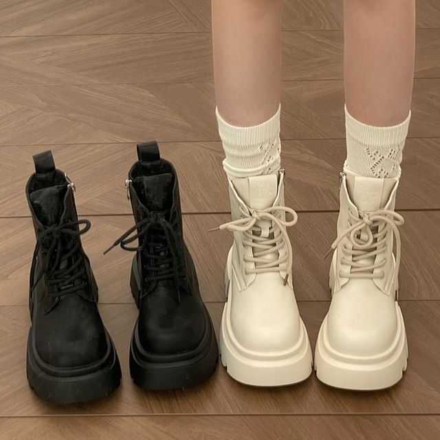 STEPUP-Platform Lace Up Short Boots