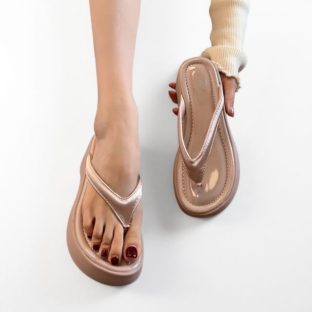 STEPUP-Platform Plain Thong Sandals