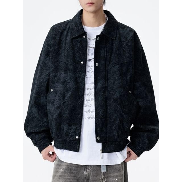 Stone Leo-Collared Corduroy Zip-Up Jacket