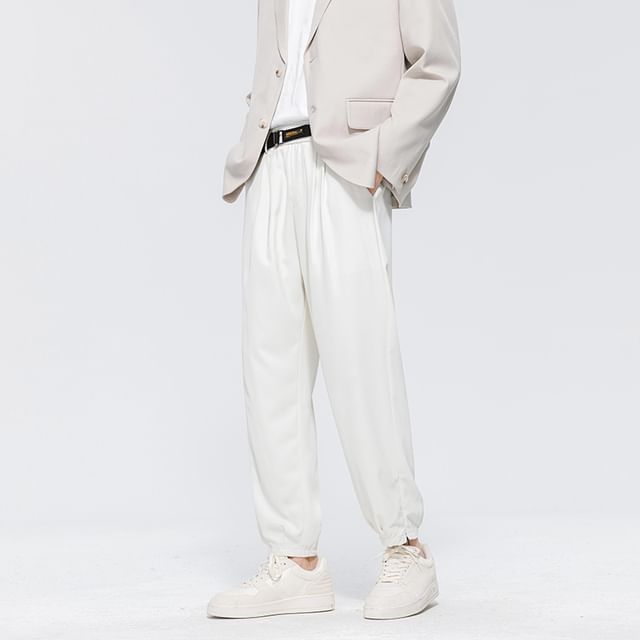 Stone Leo-Mid Rise Plain Straight Leg Pants