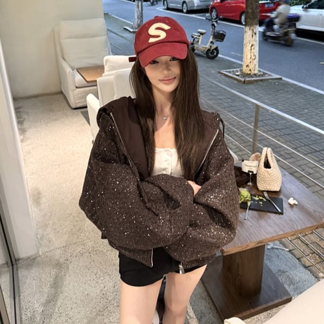 Strawolf-Drawstring Zip Hoodie
