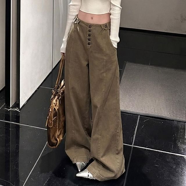 Strawolf-Low Waist Wide Leg Pants