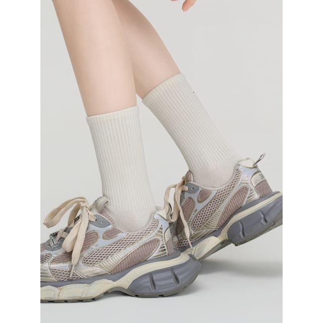 Strideling - Set of 4 Pairs: Plain Ribbed Socks (Various Designs ...