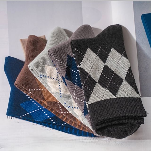 Strideling-Set of 5 Pairs Argyle Striped Socks
