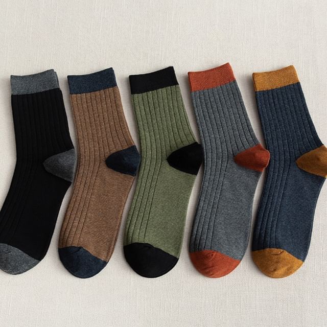 Strideling-Set of 5 Pairs Two Tone Socks