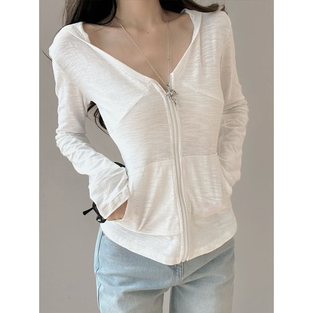 Striinkie-Long-Sleeve Hooded Plain Light Jacket
