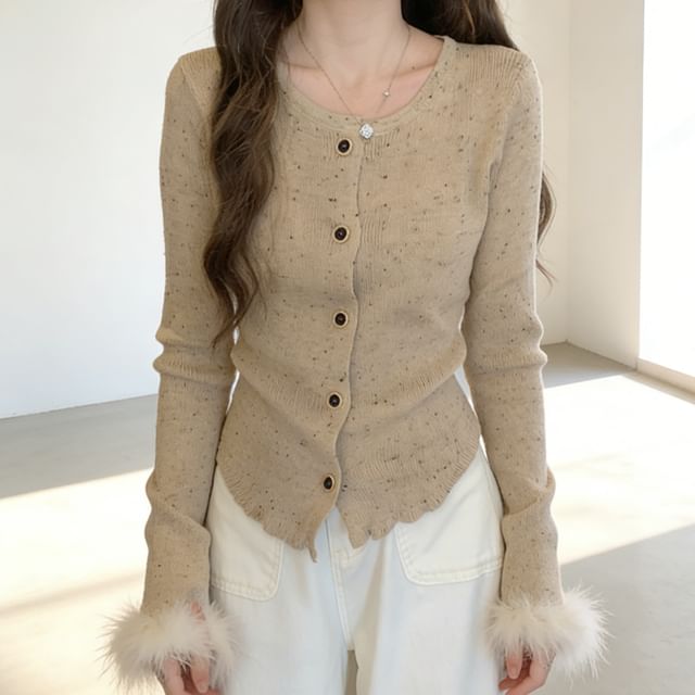 Striinkie-Micro Dot Ribbed Cardigan
