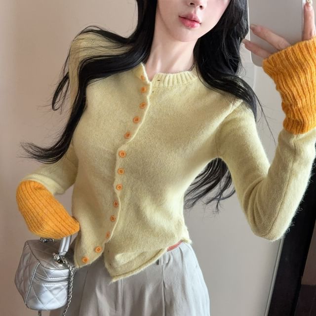Striinkie-Plain Button-Up Cardigan