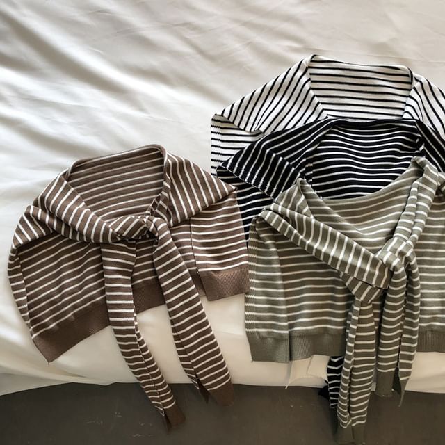 Striinkie-Striped Knit Scarf