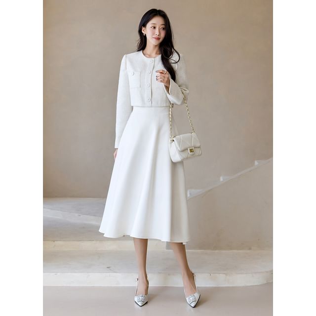 Styleonme-Flared Long Jacket Dress