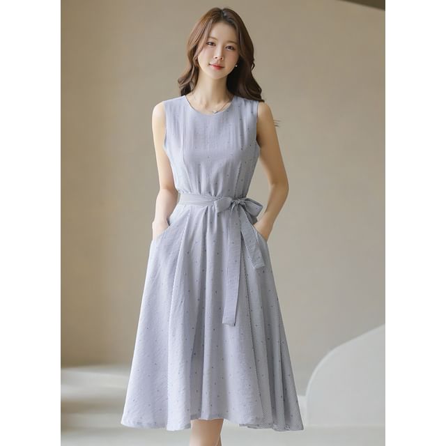 flared tank dress 24seven Comfort Apparel Plus Size Fit and Flare Knee Length Tank Dress - Black main image 0
