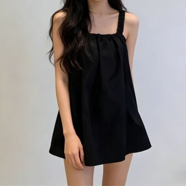 Sugarcoat-Plain Ruched Open Back Camisole Top