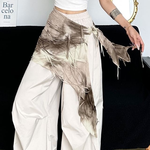 Sugarcoat-Tie-Dyed Distressed Wrap Skirt