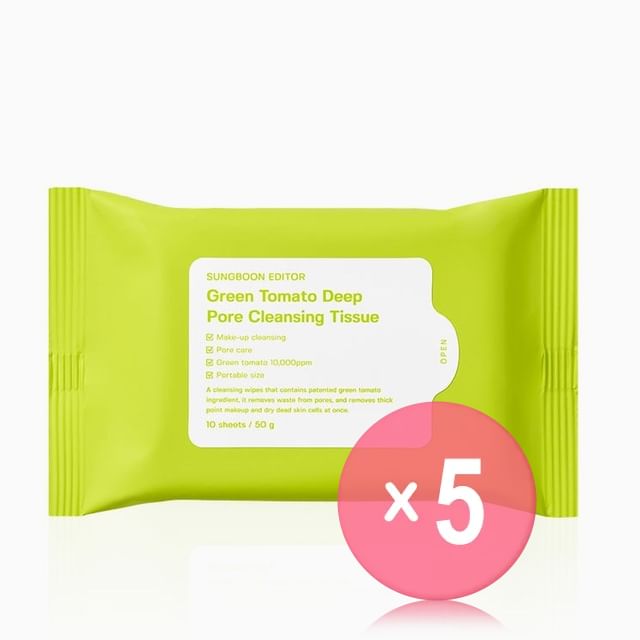 SUNGBOON EDITOR-Green Tomato Deep Pore Cleansing Tissue 5pcs Bundle Set