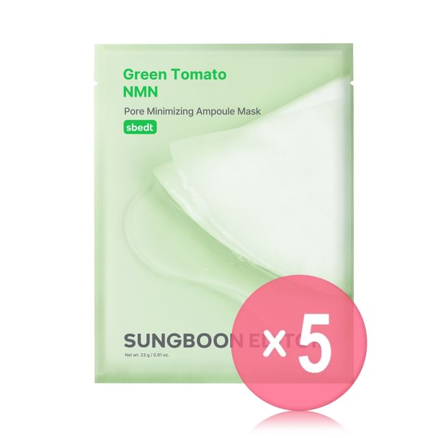 SUNGBOON EDITOR-Green Tomato NMN Pore Minimizing Ampoule Mask - Masque ampoule anti-pores dilatés - lot de 5