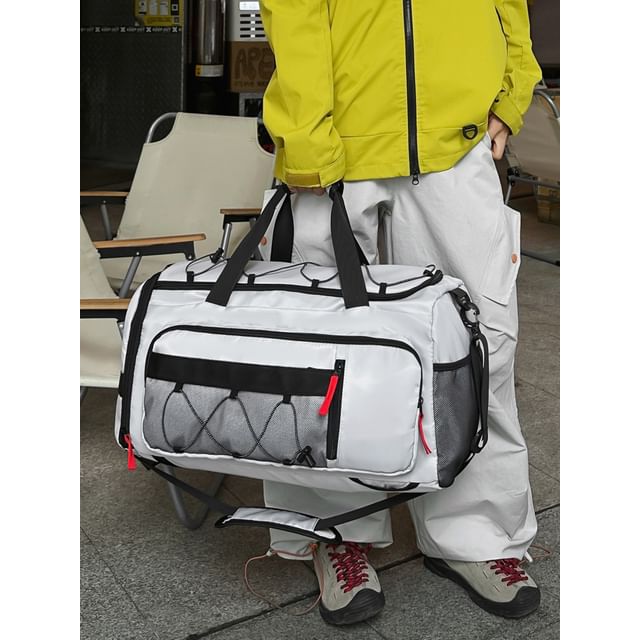 SUNMAN-Drawstring Mesh Panel Duffle Bag
