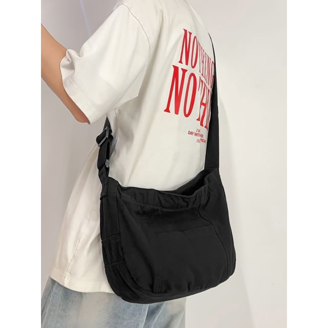 SUNMAN-Plain Canvas Crossbody Bag