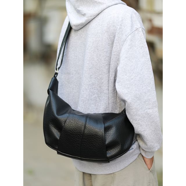 SUNMAN-Plain Faux Leather Crossbody Bag
