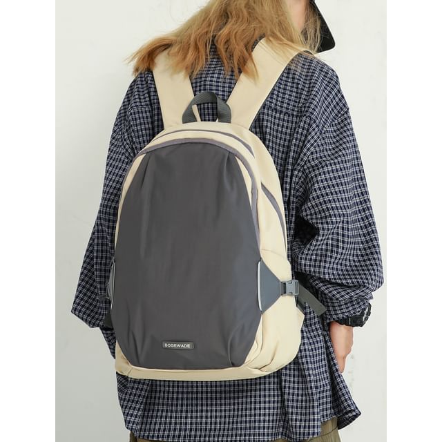 SUNMAN-Two Tone Buckled Backpack