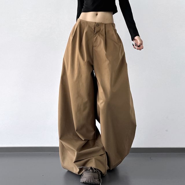 Superduper-Low Rise Plain Baggy Pants