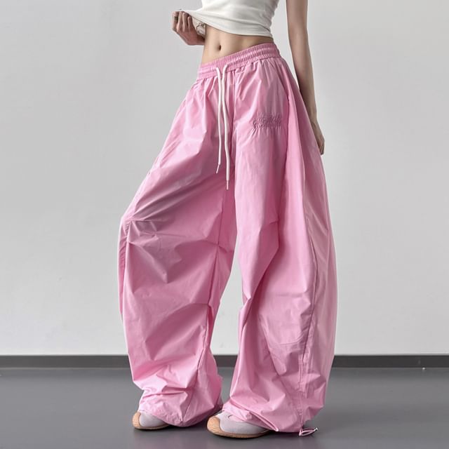 Superduper-Plain High Waist Wide Leg Pants