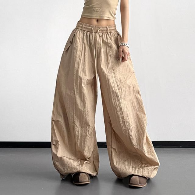 Superduper-Plain High Waist Wide Leg Pants