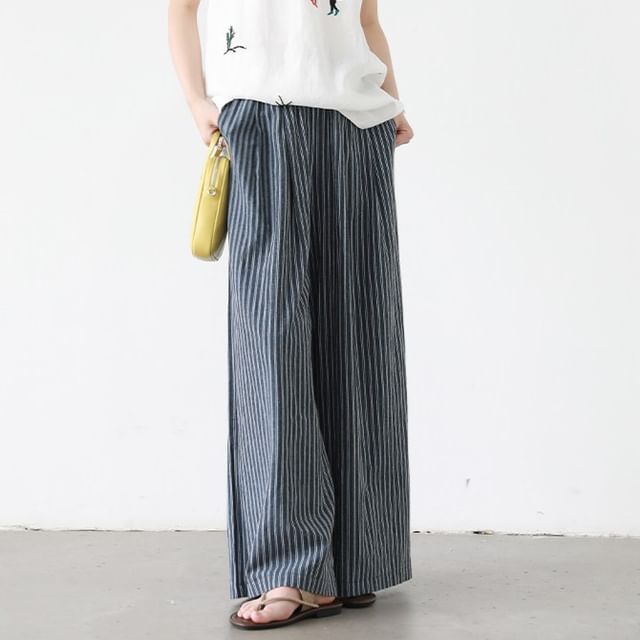 Supernova-High Waist Striped Wide Leg Pants