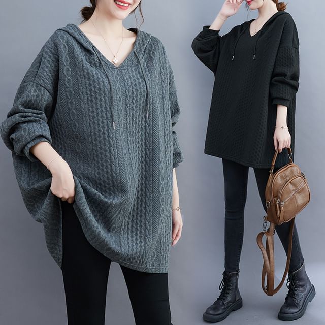 Supernova-Oversized Long Sleeve V-Neck Hoodie