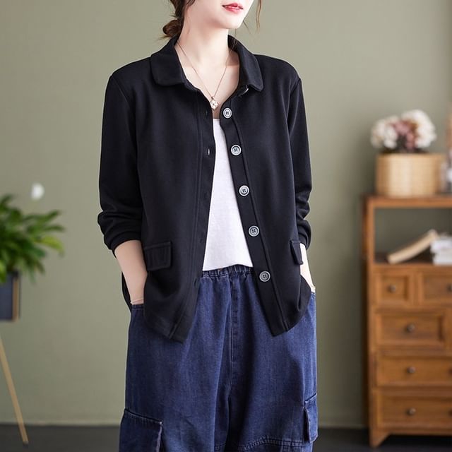 Supernova-Plain Single-Breasted Jacket