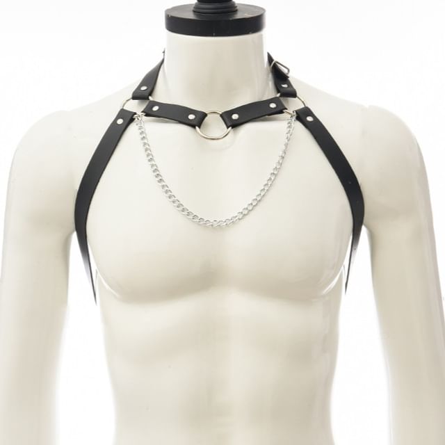 SURELIN-Faux Leather Chained Body Harness