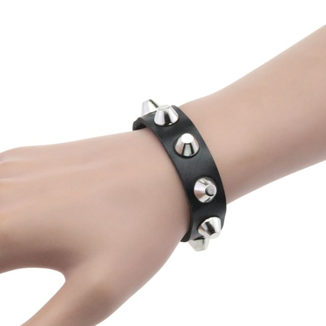 SURELIN-Studded Faux Leather Bracelet