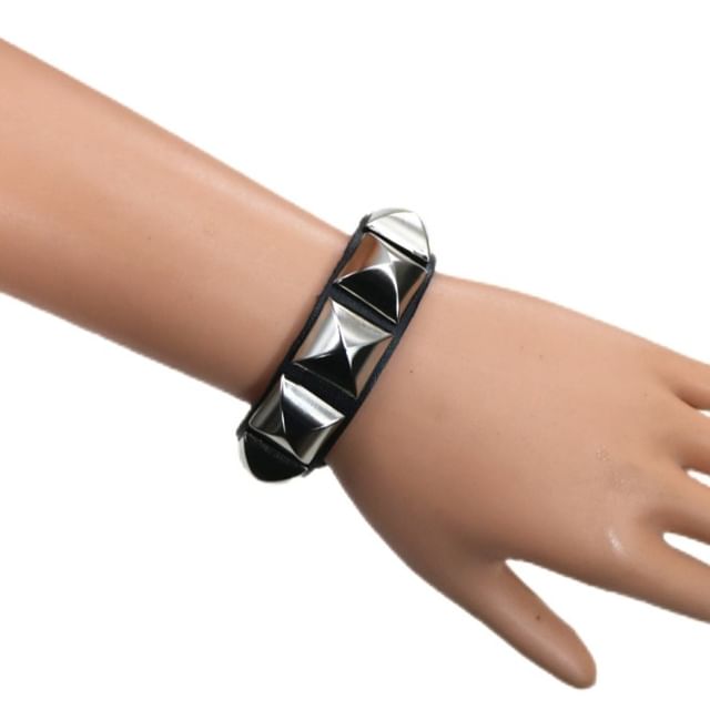 SURELIN-Studded Faux Leather Bracelet