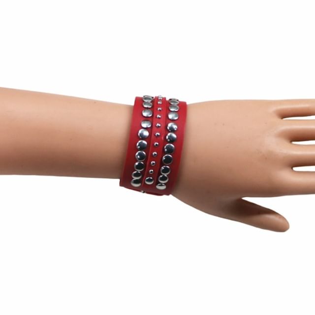 SURELIN-Studded Faux Leather Hand Harness Cuff Bracelet
