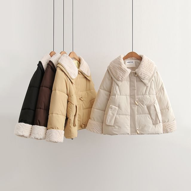 Suzette-Fleece Collar Toggle Puffer Jacket