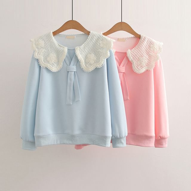 Suzette-Mock Two-Piece Lace Collar Pullover