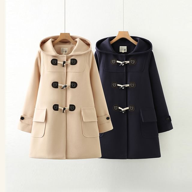 Suzette-Plain Hood Toggle Duffle Coat