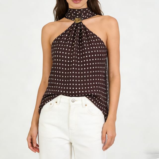 Sweet Amour-Halter Dotted Top