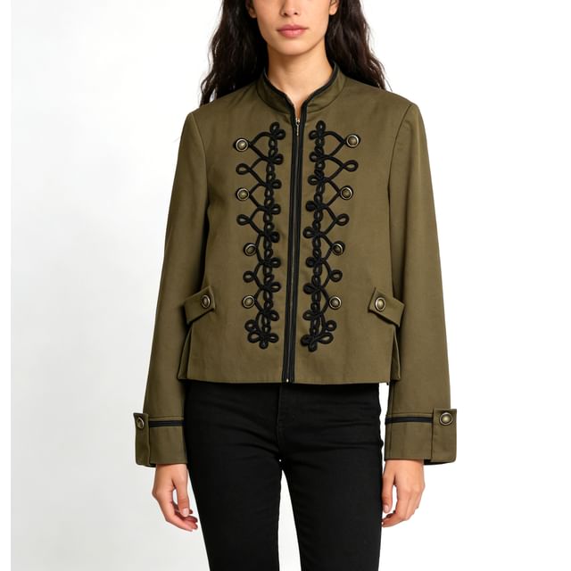 Sweet Amour-Long Sleeve Button Detail Napoleon Jackets