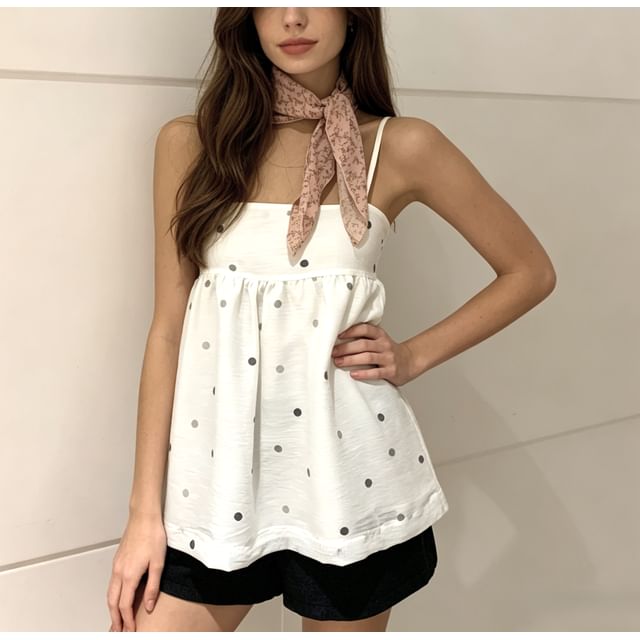Sweet Amour-Square-Neck Dotted A-Line Camisole Top