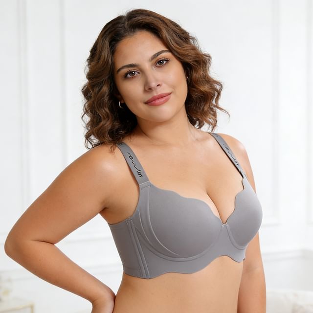 Sweet Lavendra-90B - 100E Plus Size Scallop Trim Plain Bra