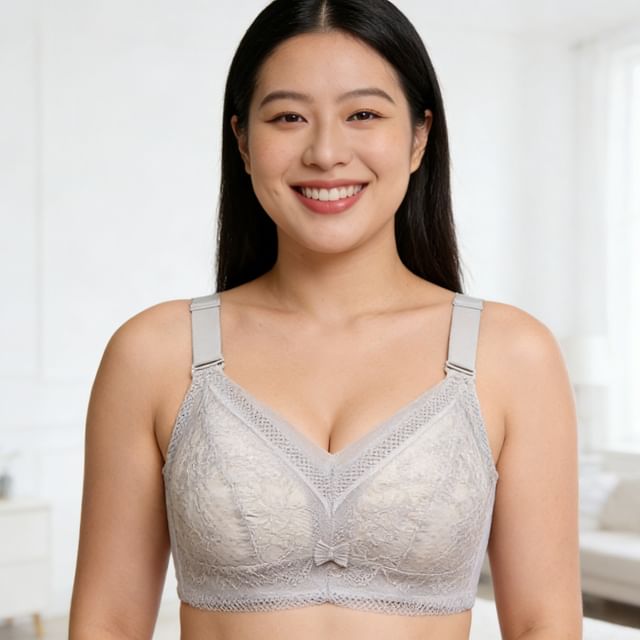 Sweet Lavendra-90B - 105E Plus Size Wireless Lace Bra