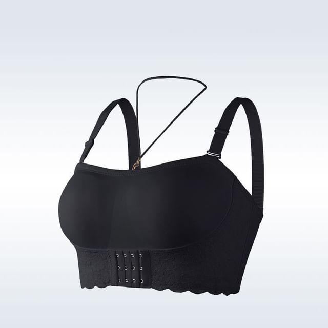 Sweet Lavendra-90B - 110E Plus Size Lace Panel Front Closure Wireless Bra