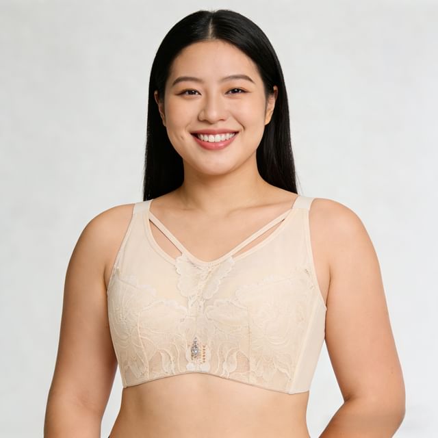 Sweet Lavendra-90B - 115E Plus Size Lace Panel Bra Top