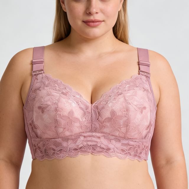 Sweet Lavendra-90B - 120F Plus Size Plain Lace Wireless Bra