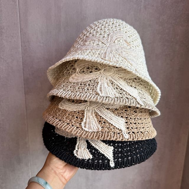 TAAK-Bow Straw Bucket Hat