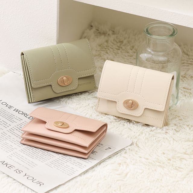 tablarosa-Buckled Faux Leather Card Holder