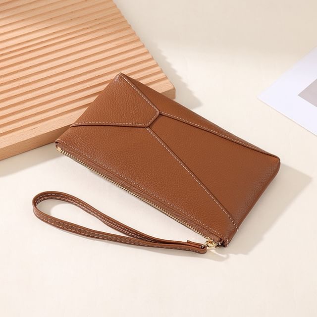 tablarosa-Panel Faux Leather Wristlet