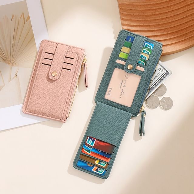 tablarosa-Plain Faux Leather Card Holder